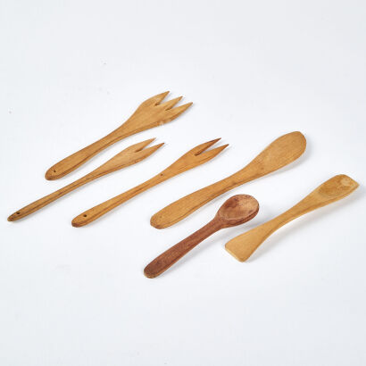 A Collection Of Six Wooden Utensils