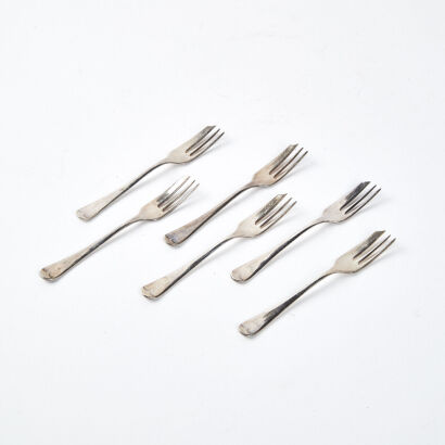 A Set Of Six Vintage Cake Forks