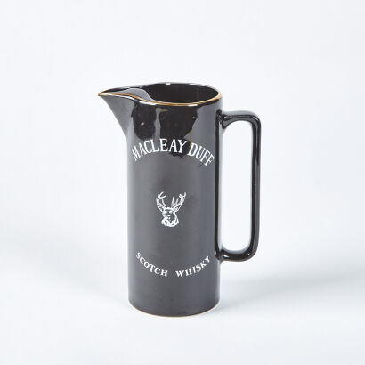 A Macleay Duff Scotch Whisky Jug In Black With Gold Trim