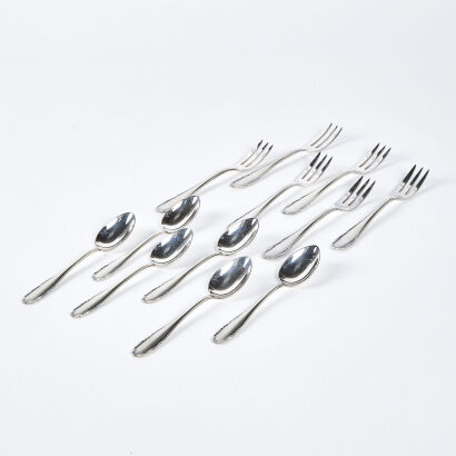 A Set Of 12 WMF Large Cake Forks And Teaspoons