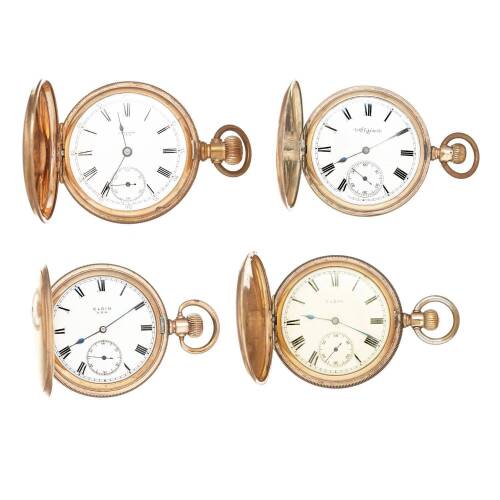 Four Gold Plated Keyless American Pocket Watches, C.1900-1920