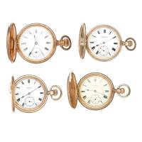 Four Gold Plated Keyless American Pocket Watches, C.1900-1920
