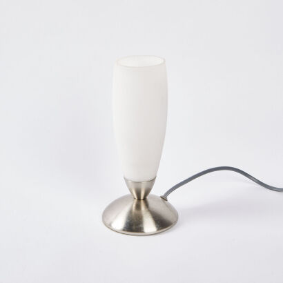 Aa Small Tulip Style Table Lamp With Metal Base And Frosted Glass Shade