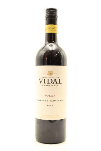 (1) 2018 Vidal Estate Soler Cabernet Sauvignon, Hawke's Bay