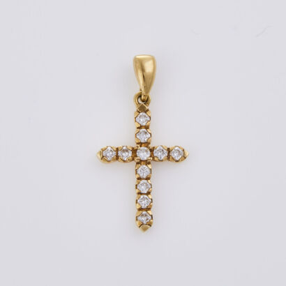 18ct Yellow Gold, .55ct Diamond Cross Pendant