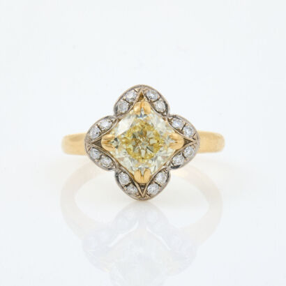 18ct Yellow and White Gold, 1.61ct Fancy Yellow and .16ct White Diamond Ring