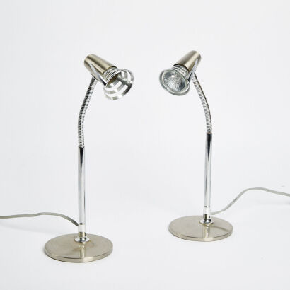 A Pair Of MCM Adjustable Metal Table Lamps