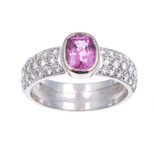 Platinum Pink Sapphire and Diamond Ring