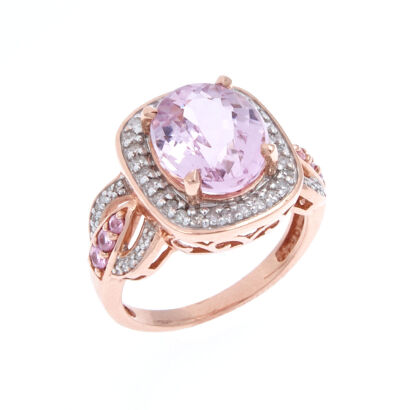 10ct Rose Gold Kunzite and Diamond Ring