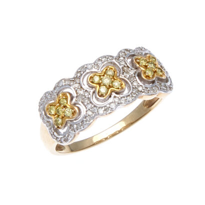 9ct Gold Yellow And White Diamond Ring