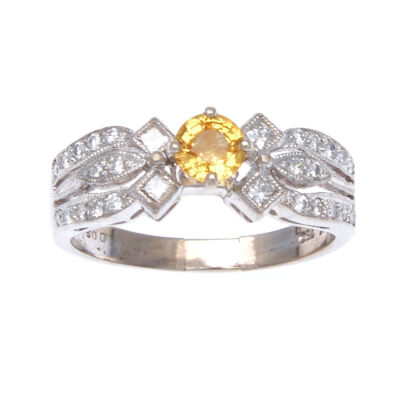 18ct White Gold Yellow Sapphire Ring