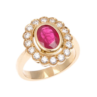 18ct Ruby and Diamond Cluster Ring