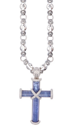 Large Theo Fennel Tanzanite and Diamond Cross