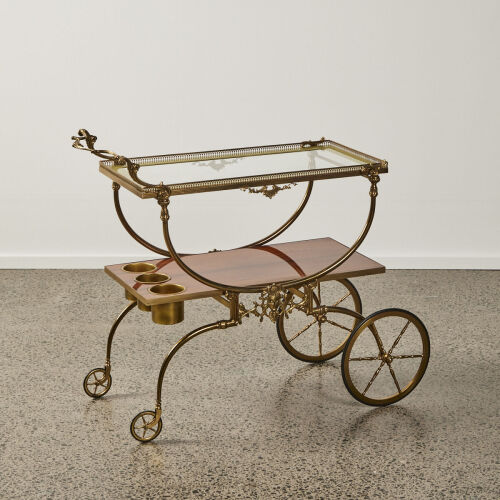 An Italian Hollywood Regency Ornate Bar Cart