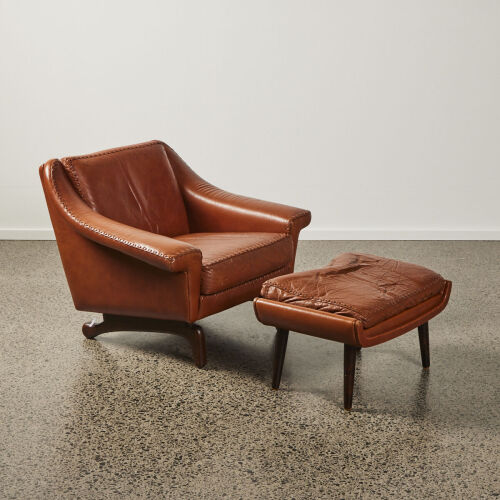 An Aage Christiansen Matador Lounge Chair and Ottoman for Erhardsen & Andersen