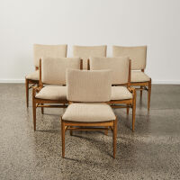 A Set of Six Limed Mahogany Dining Chairs by John Keal for Brown Saltman