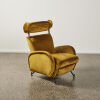A 1950s Italian Adjustable Biomorphic Lounge Chair in Gold Fabric - 2