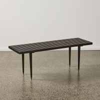 An American Modern Ebonised Slat Bench