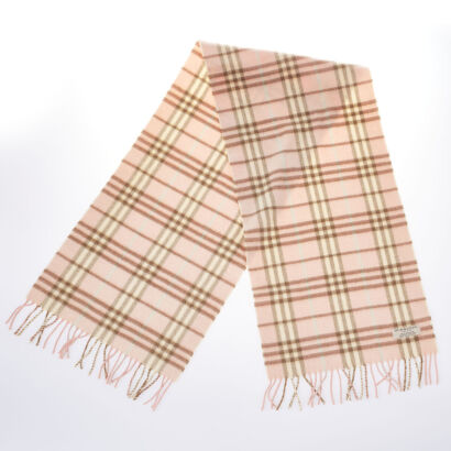 Burberry 100% Cashmere Pink Checker Scarf