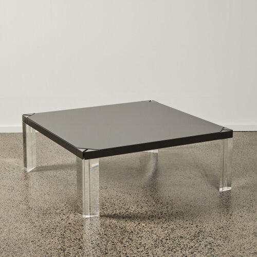 A Large German Lucite and Glass Coffee Table