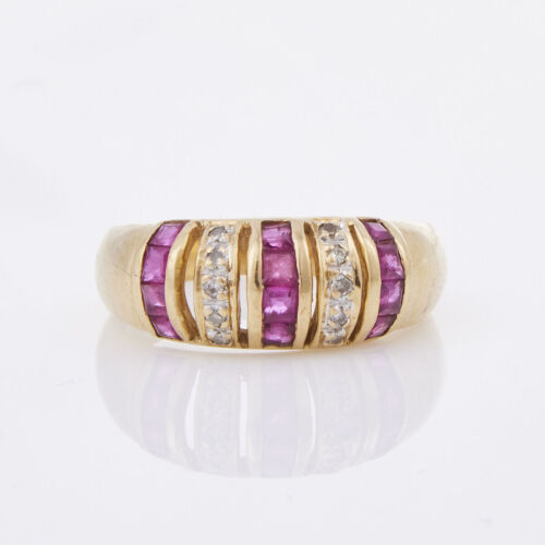 9ct Yellow Gold, Ruby and Diamond Dress Ring