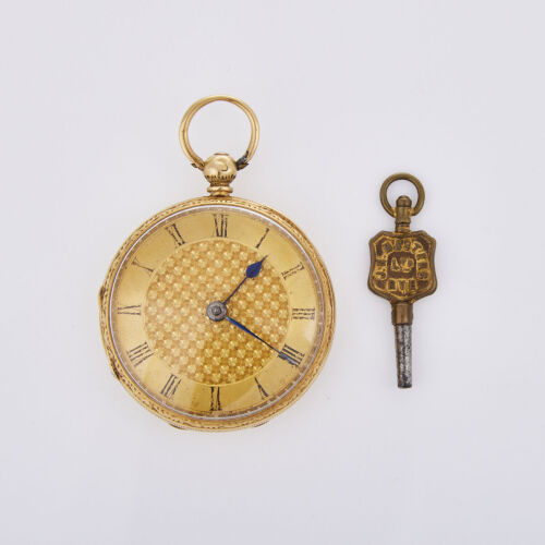 An Antique, 18ct Yellow Gold, Open Faced Key Wind Pocket Watch