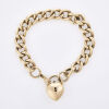 9ct Yellow Gold, Hollow Link Curb Bracelet with Puff Heart