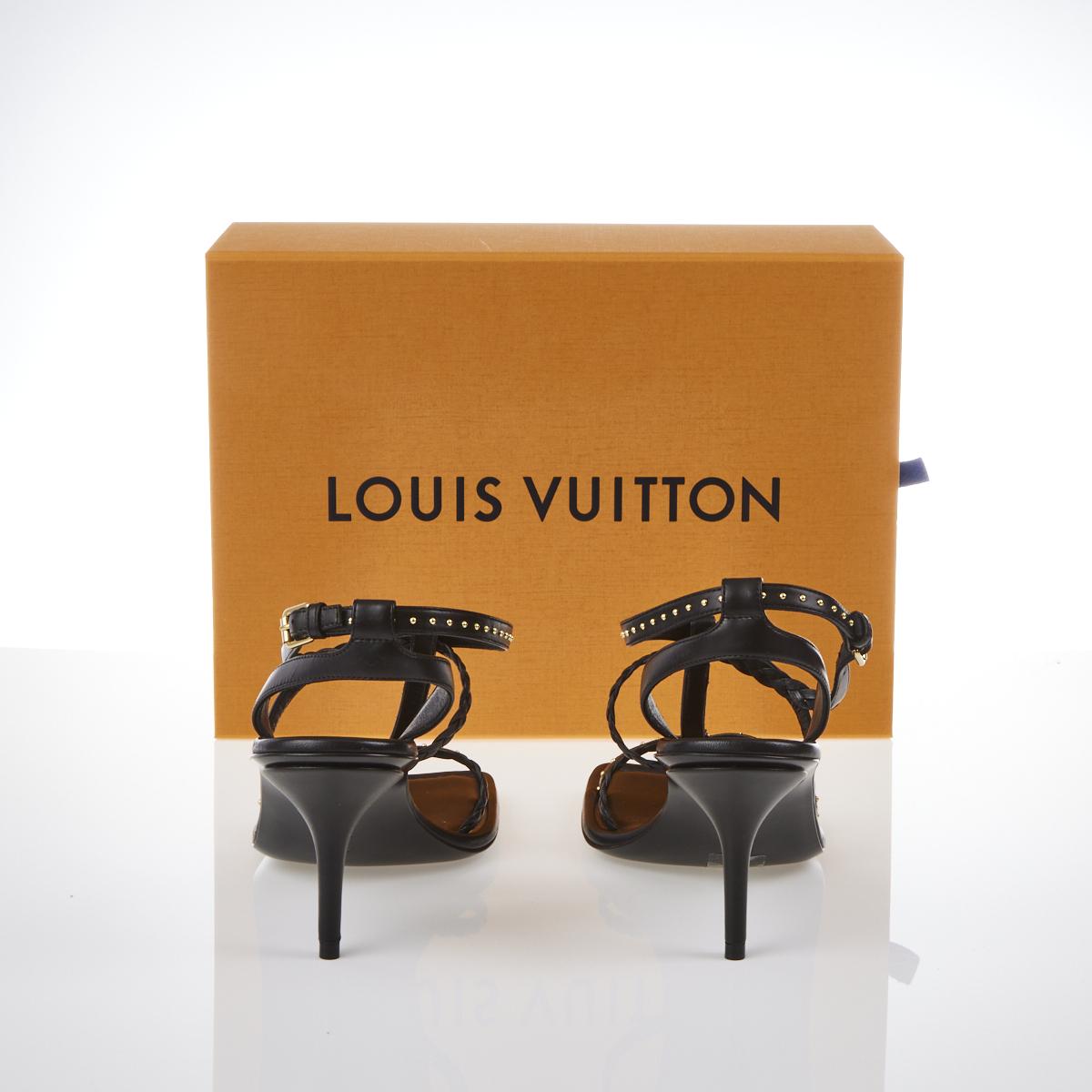 Louis Vuitton Leather Studded Accents Slingback Pumps - Black