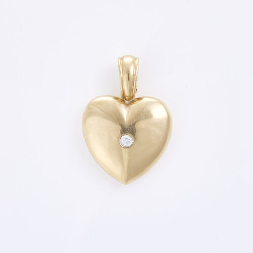10ct Yellow Gold, .12ct Diamond Set Heart Enhancer Pendant