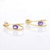 18ct Yellow Gold, Oval Amethyst Half Hoop Drop Earrings