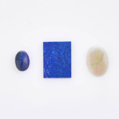 Three Loose Stones - White Opal, Black Opal and Lapis Lazuli