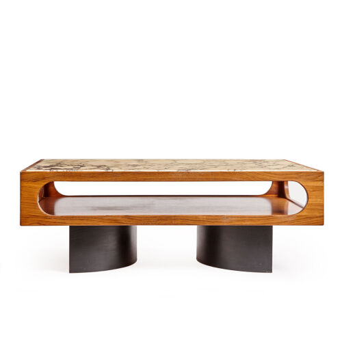 An Italian Rosewood and Marble Coffee Table