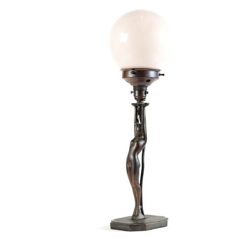 An Art Deco Figurative Bronze Lamp