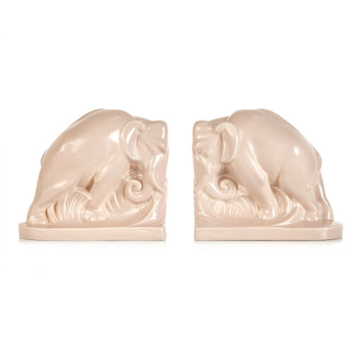 A Pair of Art Deco Poole Elephant Book Ends