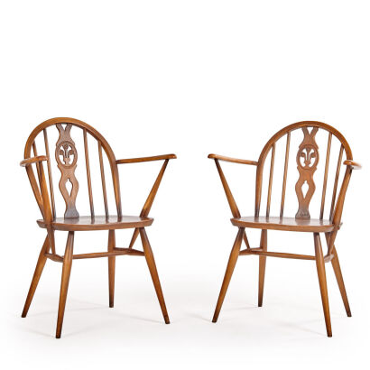 A Pair of Ercol Windsor Chairs in Elm