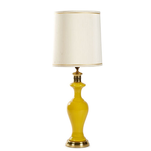 A Canary Yellow Porcelain Table Lamp by Frederick Cooper