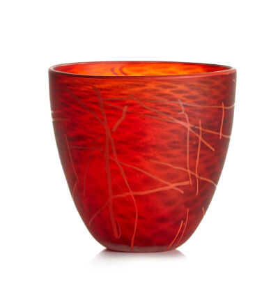 A Garry Nash Red Glass Bowl