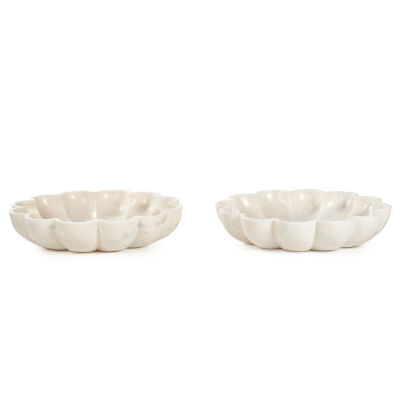 A Pair of Flower-Shaped Marble Bowls