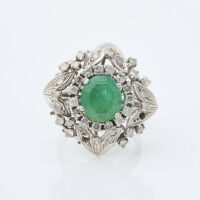 9ct White Gold, Vintage,1.60ct Emerald Ring