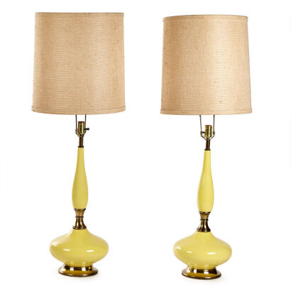 A Monumental Pair of Canary Yellow Lamps