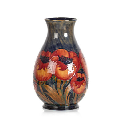 A Tall William Moorcroft Big Poppy Baluster Vase