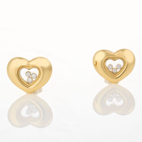 Chopard,18ct Yellow Gold, Happy Diamonds Heart Shaped Earrings