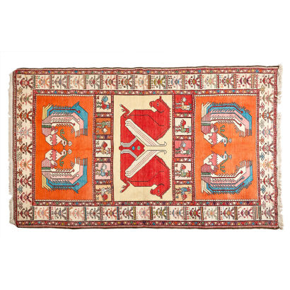 A Turkish Hand-Knotted Pictorial Kilim Rug