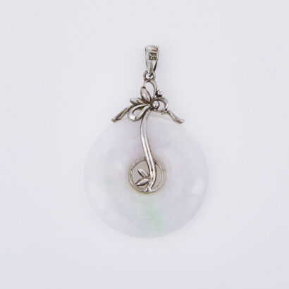 Sterling Silver Jade Disc Pendant