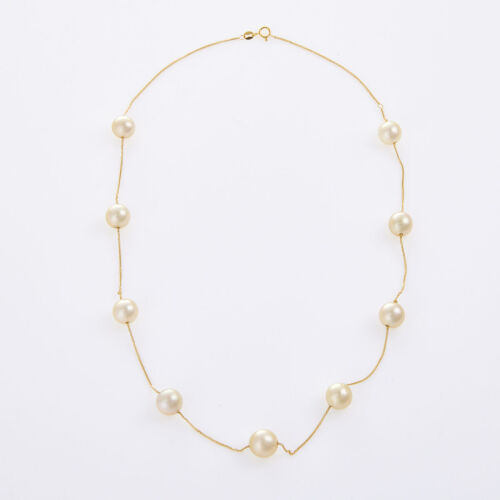 18ct Yellow Gold, 45cm Burmese South Sea Pearl Necklace