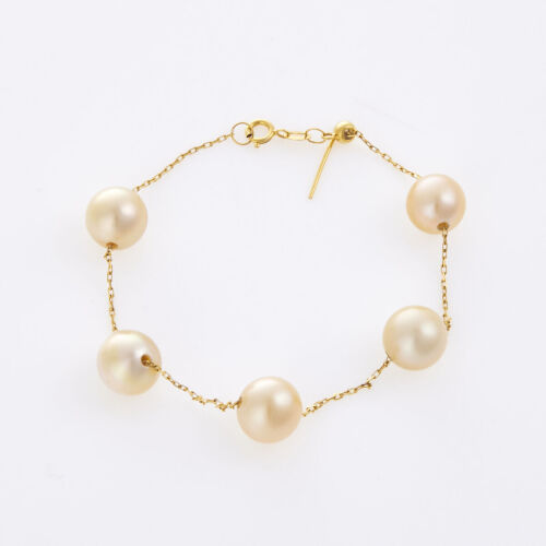 18ct Yellow Gold, 17.5cm Burmese South Sea Pearl Bracelet