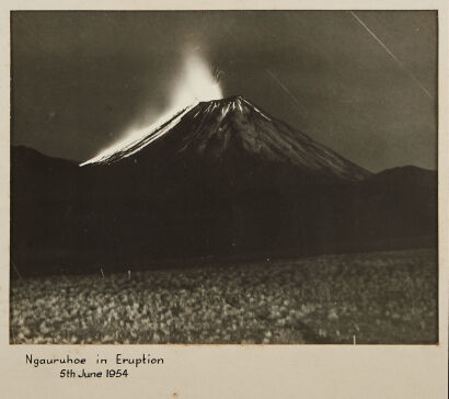 G B SCOTT Ngauruhoe In Eruption Silver Gelatin Photo 5th June 1954