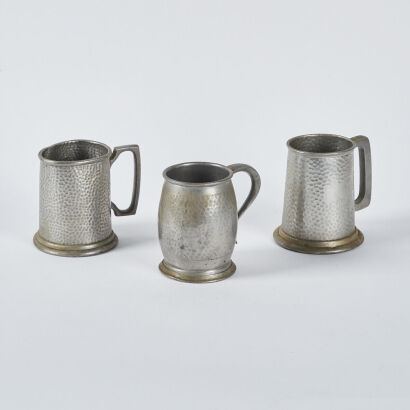 A Trio Of English Pewter Tankards