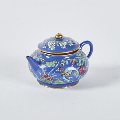 A Small Asian Enamel Glazed Teapot