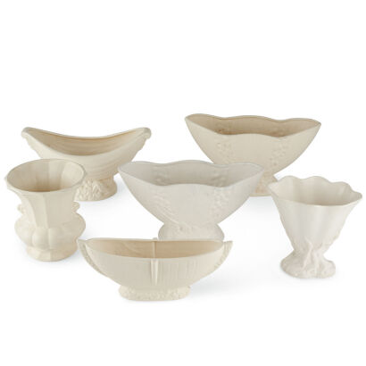 A Selection of Six White Glazed Crown Lynn Pieces